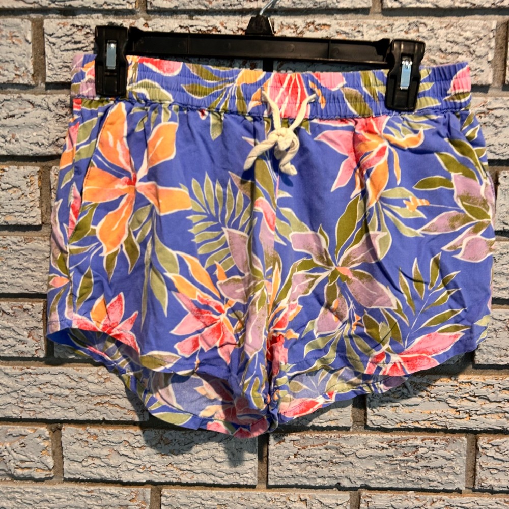 Billabong Womens Blue Floral Tropical Drawstring Shorts Size Large